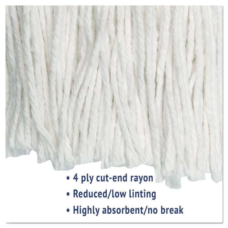 Cut-End Wet Mop Head, Rayon, No. 24, White, 12/carton