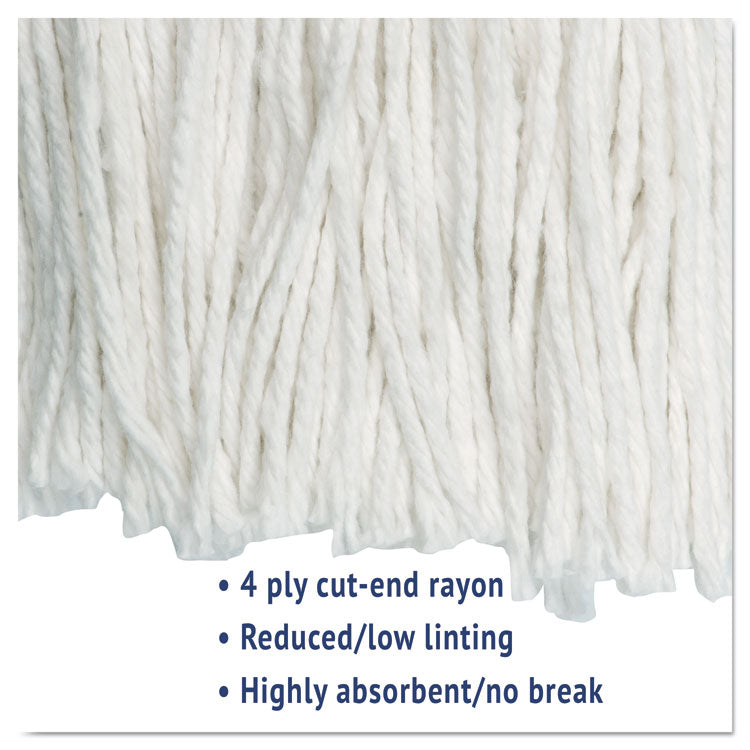Cut-End Wet Mop Head, Rayon, No. 24, White