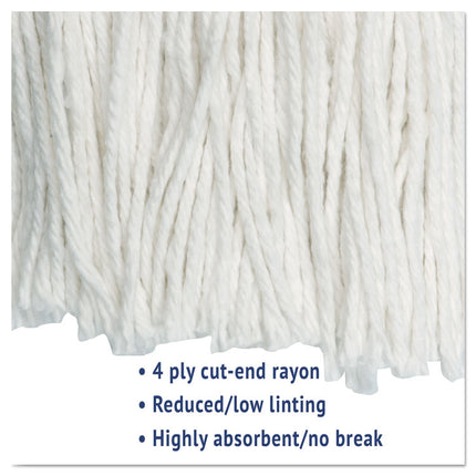 Cut-End Wet Mop Head, Rayon, No. 20, White