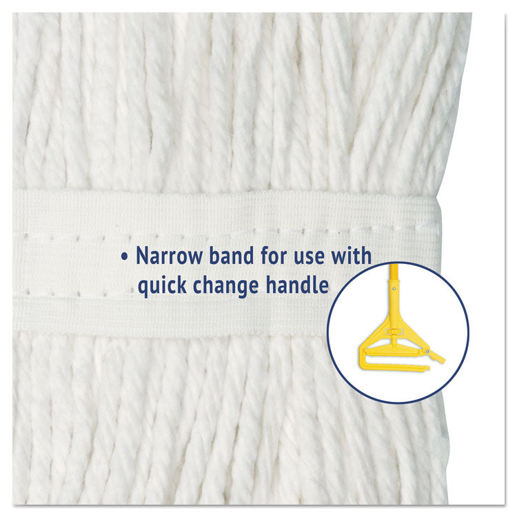 Cut-End Wet Mop Head, Cotton, White, #20, 12/carton