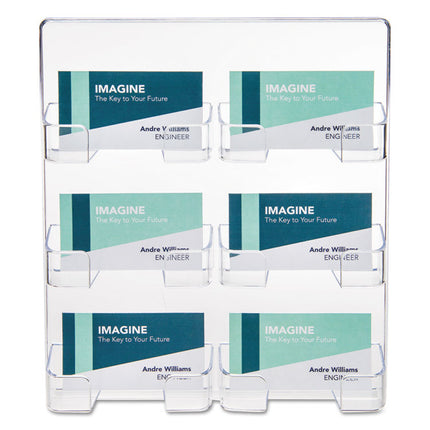 6-Pocket Business Card Holder, Holds 480 Cards, 8.5 X 1.63 X 9.75, Plastic, Clear
