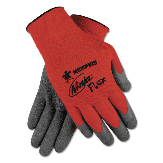 Ninja Flex Latex Coated Palm Gloves N9680, Medium, Red/Gray, Dozen