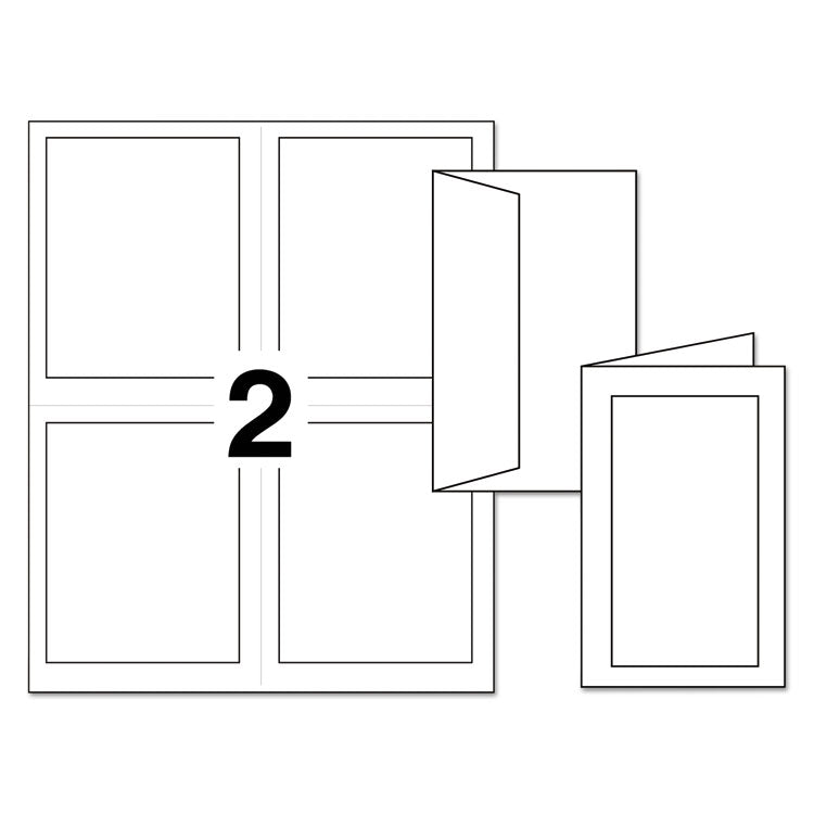 Note Cards With Matching Envelopes, Inkjet, 80 Lb, 4.25 X 5.5, Embossed Matte Ivory, 60 Cards, 2 Cards/sheet, 30 Sheets/pack