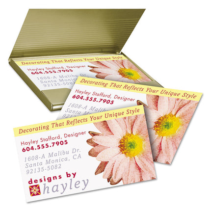 Print-To-The-Edge True Print Business Cards, Inkjet, 2 X 3.5, White, 160 Cards, 8 Cards Sheet, 20 Sheets/pack