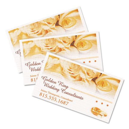 Linen Texture True Print Business Cards, Inkjet, 2 X 3.5, White, 200 Cards, 10 Cards/sheet, 20 Sheets/pack