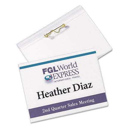 Pin-Style Badge Holder With Laser/inkjet Insert, Top Load, 4 X 3, White, 100/box