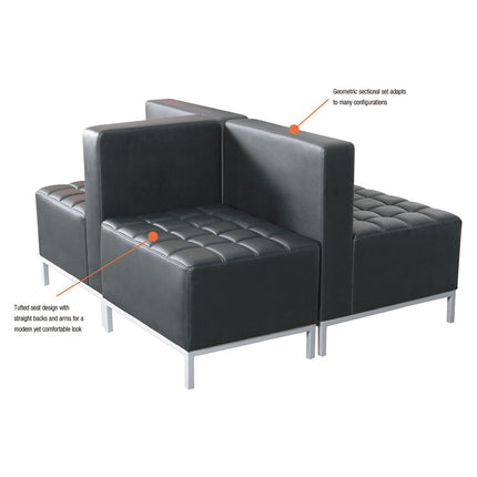Alera QUB Series Ottoman, 26.38" x 21.5" x 17.5", Black