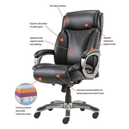 Alera Veon Series Executive High-Back Bonded Leather Chair, Supports Up To 275 Lb, Black Seat/back, Graphite Base