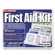 All-Purpose First Aid Kit, 34 Pieces, 3.74 X 4.75, 34 Pieces, Plastic Case