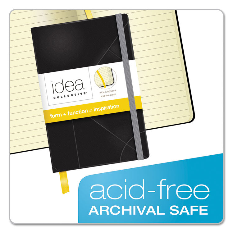 Idea Collective Journal with Elastic Closure, 1-Subject, Wide/Legal Rule, Black Hardcover, (96) 5.5 x 3.5 Sheets