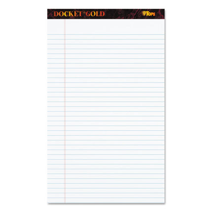 Docket Gold Ruled Perforated Pads, Wide/legal Rule, 50 White 8.5 X 14 Sheets, 12/pack