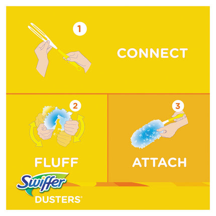 Dusters Starter Kit, Dust Lock Fiber, 6" Handle, Blue/yellow, 6/carton