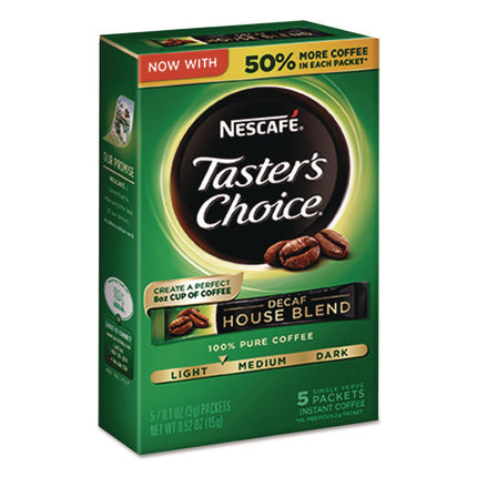 Taster's Choice Decaf House Blend Instant Coffee, 0.1oz Stick, 5/box, 12 Bx/ctn