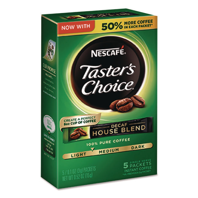 Taster's Choice Decaf House Blend Instant Coffee, 0.1oz Stick, 5/box, 12 Bx/ctn