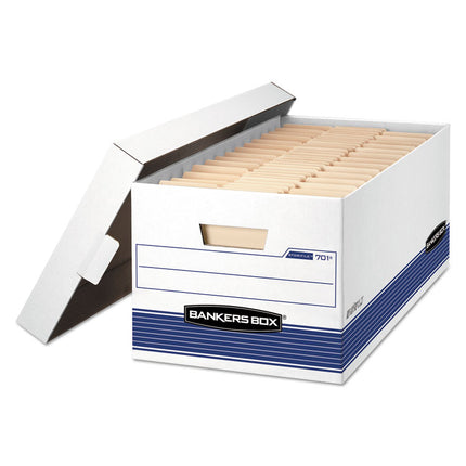 Stor/file Medium-Duty Storage Boxes, Letter Files, 12.88" X 25.38" X 10.25", White/blue, 12/carton