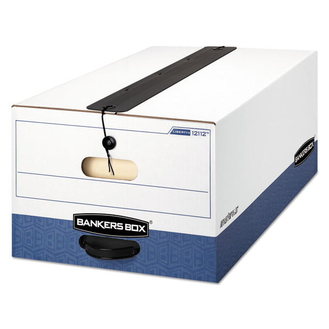 Liberty Plus Heavy-Duty Strength Storage Boxes, Legal Files, 15.25" X 24.13" X 10.75", White/blue, 12/carton
