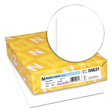 CLASSIC CREST Stationery, 97 Bright, 24 lb Bond Weight, 8.5 x 11, Solar White, 500/Ream