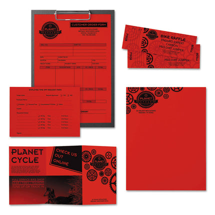 Color Paper, 24 lb Bond Weight, 11 x 17, Re-Entry Red, 500/Ream