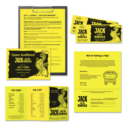 Color Paper, 24 lb Bond Weight, 8.5 x 11, Lift-Off Lemon, 500/Ream