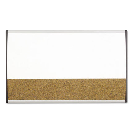 ARC Frame Cubicle Board, Combo Dry Erase/Cork Bulletin, 30" x 18", Tan/White Surface, Satin Aluminum Frame