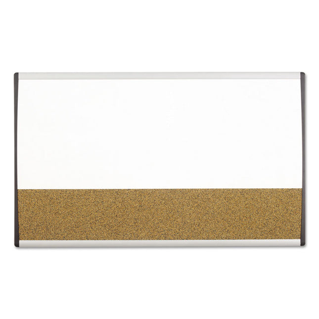 ARC Frame Cubicle Board, Combo Dry Erase/Cork Bulletin, 30" x 18", Tan/White Surface, Satin Aluminum Frame