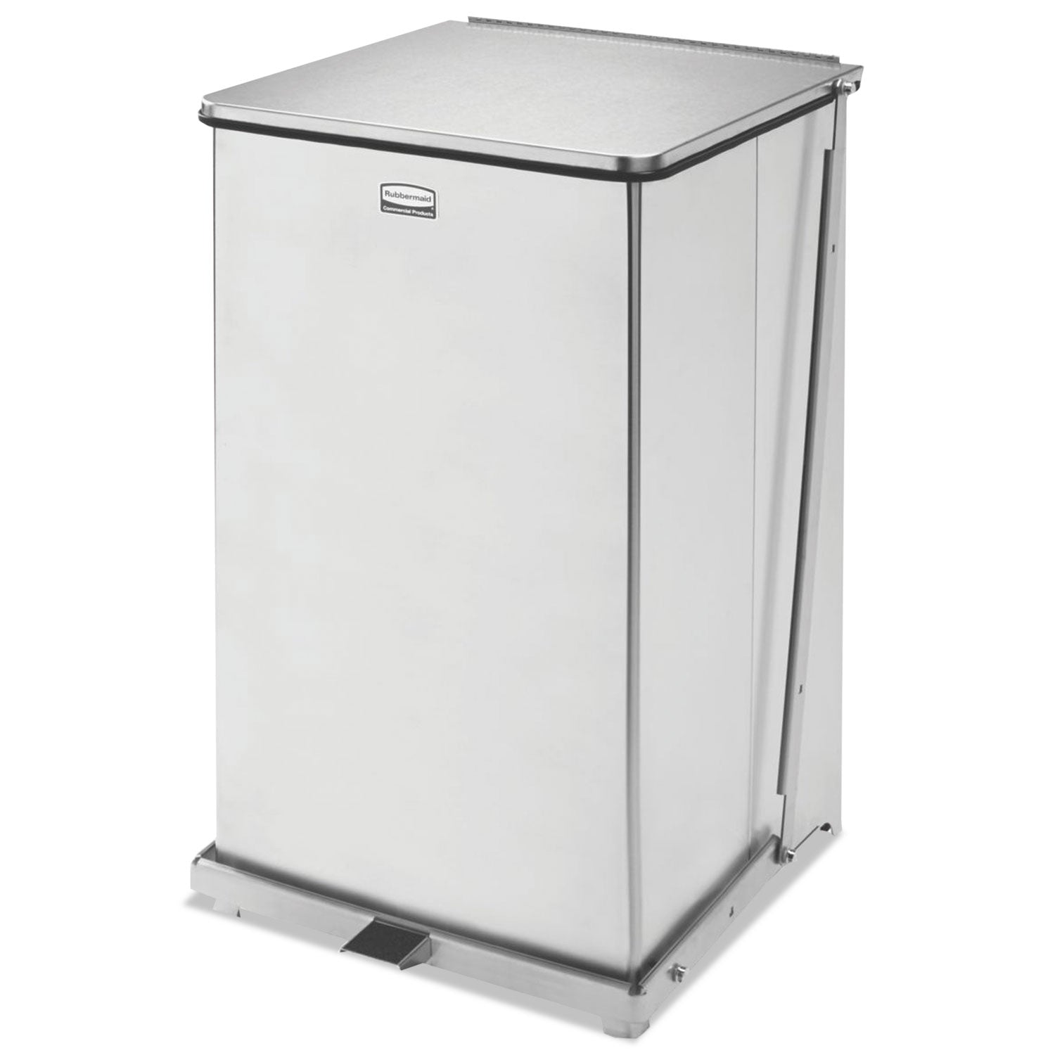 Defenders Heavy-Duty Steel Step Can, 25 gal, Stainless Steel, Stainless Steel