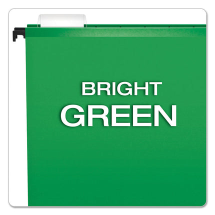 SureHook Hanging Folders, Letter Size, 1/5-Cut Tabs, Bright Green, 20/Box