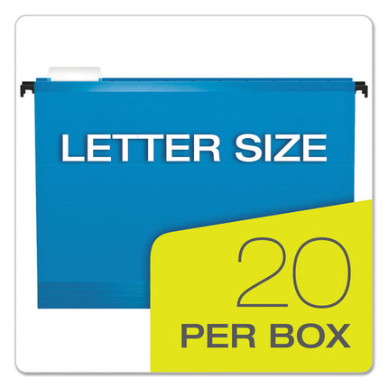 SureHook Hanging Folders, Letter Size, 1/5-Cut Tabs, Blue, 20/Box