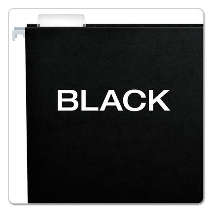 Colored Hanging Folders, Letter Size, 1/5-Cut Tabs, Black, 25/Box