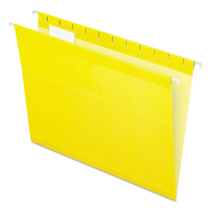 Colored Reinforced Hanging Folders, Letter Size, 1/5-Cut Tabs, Yellow, 25/Box