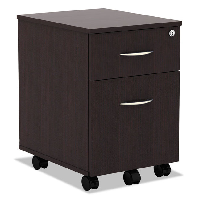 Alera Valencia Series Mobile Pedestal, Left Or Right, 2-Drawers: Box/file, Legal/letter, Espresso, 15.88" X 19.13" X 22.88"