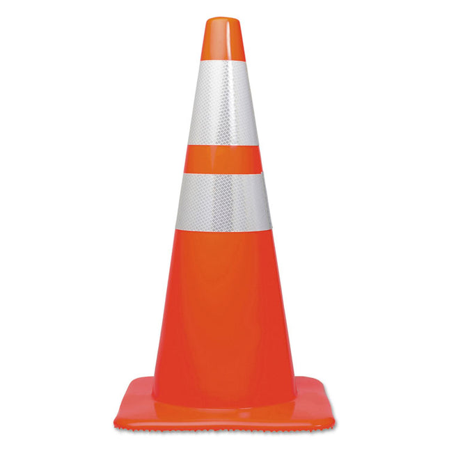 Traffic Cone, 14 X 14 X 28, Orange/silver