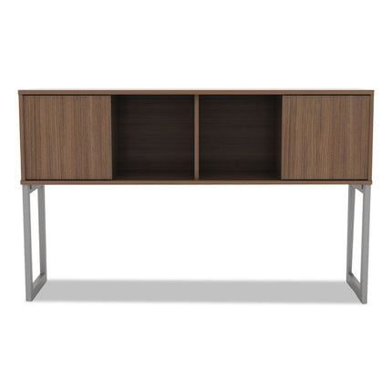 Alera Open Office Desk Series Hutch, 59w X 15d X 36.38h, Modern Walnut