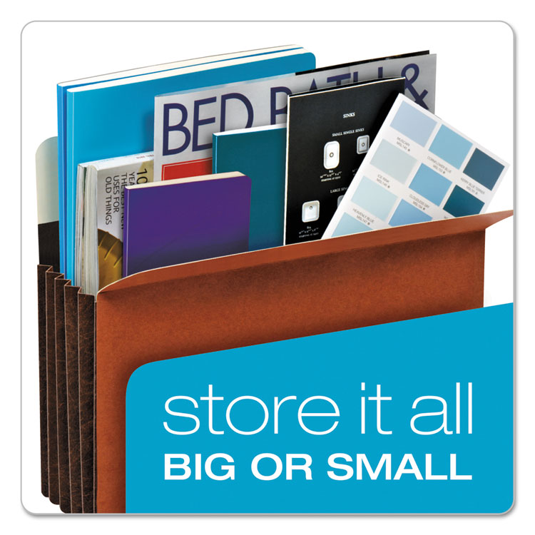Heavy-Duty File Pockets, 3.5" Expansion, Letter Size, Redrope, 25/box