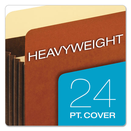 Heavy-Duty File Pockets, 5.25" Expansion, Legal Size, Redrope, 10/box
