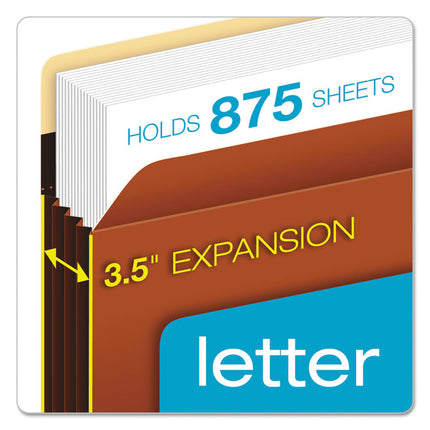 Heavy-Duty File Pockets, 3.5" Expansion, Letter Size, Redrope, 25/box