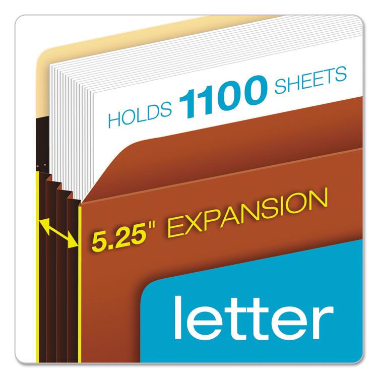 Heavy-Duty File Pockets, 5.25" Expansion, Letter Size, Redrope, 10/box
