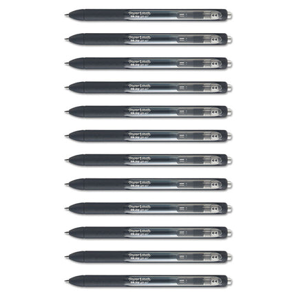 Inkjoy Gel Pen, Retractable, Medium 0.7 Mm, Black Ink, Black Barrel, Dozen