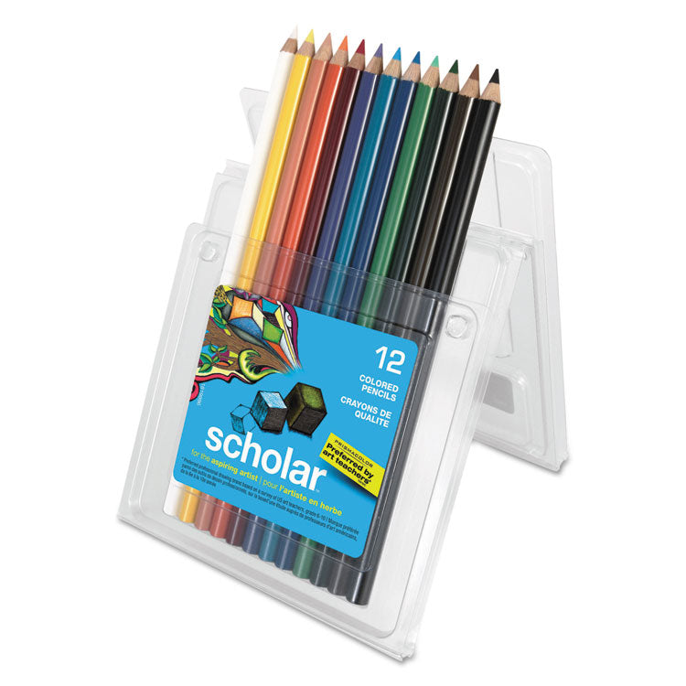 Scholar Colored Pencil Set, 3 mm, 2B, Assorted Lead and Barrel Colors, Dozen