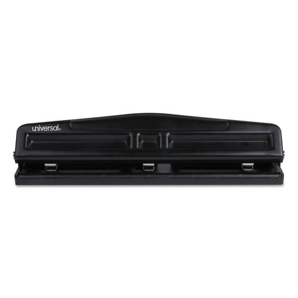 12-Sheet Deluxe Two- And Three-Hole Adjustable Punch, 9/32" Holes, Black