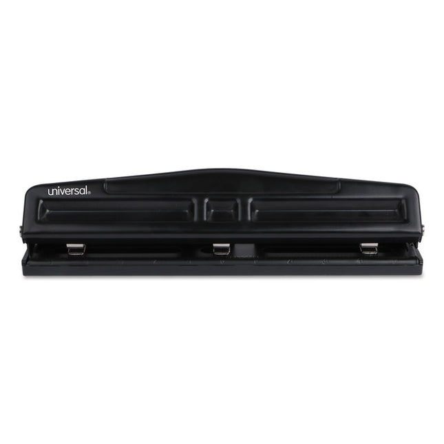 12-Sheet Deluxe Two- And Three-Hole Adjustable Punch, 9/32" Holes, Black