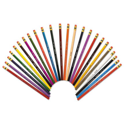 Col-Erase Pencil with Eraser, 0.7 mm, 2B, Assorted Lead and Barrel Colors, 24/Pack