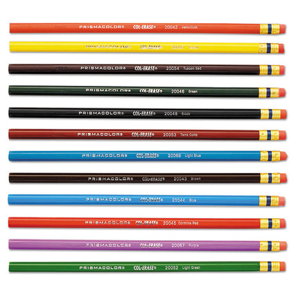Col-Erase Pencil with Eraser, 0.7 mm, 2B, Assorted Lead and Barrel Colors, Dozen