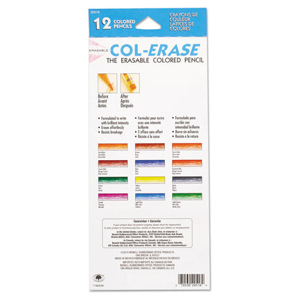 Col-Erase Pencil with Eraser, 0.7 mm, 2B, Assorted Lead and Barrel Colors, Dozen