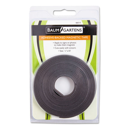Adhesive-Backed Magnetic Tape, 0.5" x 10 ft, Black