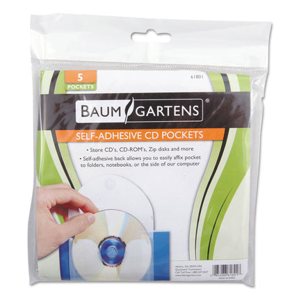 CD Pocket, 1 Disc Capacity, Clear/White, 5/Pack