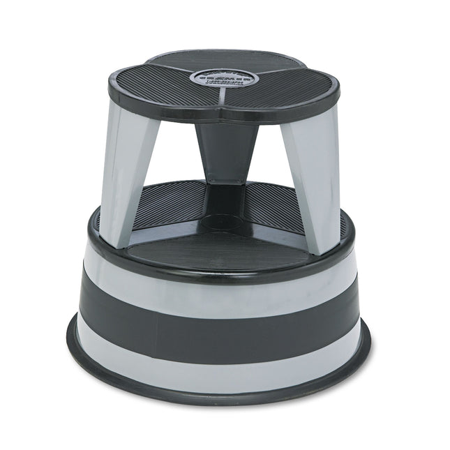 Kik-Step Steel Step Stool, 2-Step, 350 lb Capacity, 16" Diameter x 14.25"h, Slate