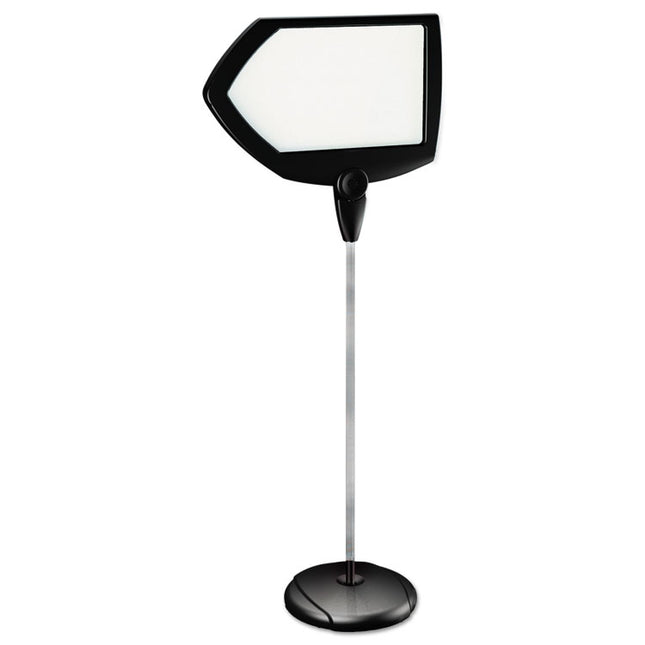 Magnetic Dry Erase Floor Stand Signs, White 25" x 17" Arrow Surface, Black/Silver Frame, 25" x 10" x 38" to 63"