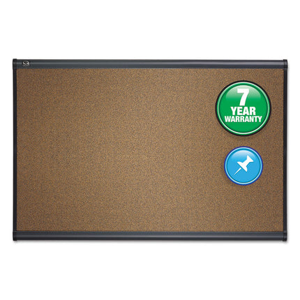 Prestige Colored Cork Bulletin Board, 48" x 36", Brown Surface, Graphite Gray Fiberboard/Plastic Frame