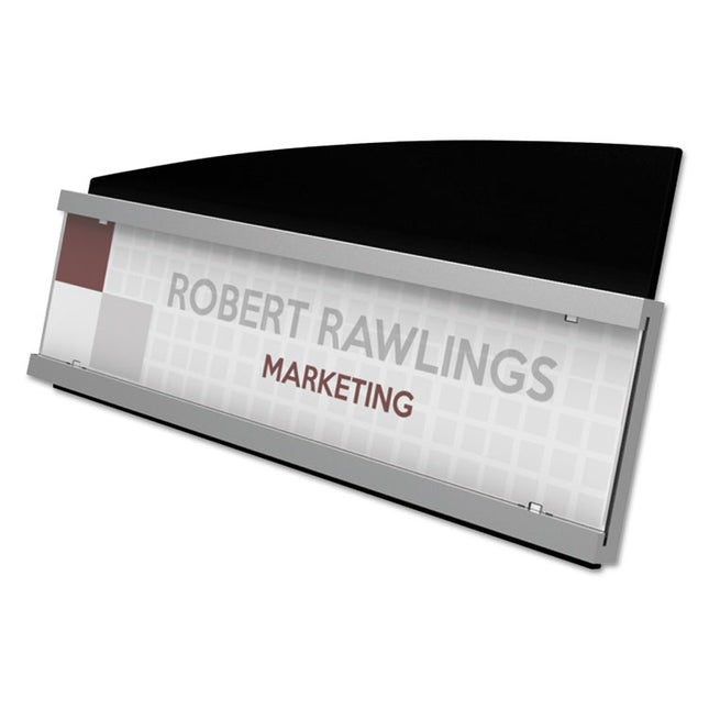 Interior Image Anti-Glare Sign Holder, Landscape, 8.5 X 2 Insert, Black/silver